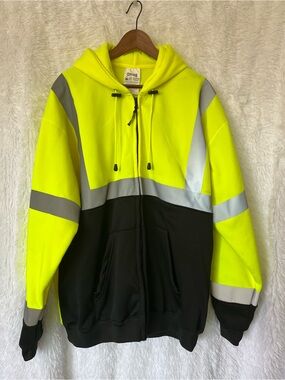 Occunomix High-Visibility Yellow & Black Reflective Zip Hoodie